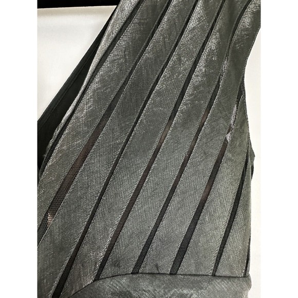 Adrianna Papell Sleeveless Iridescent Shutter Pleat Double V Dress Gray Size 10 - Picture 6 of 10